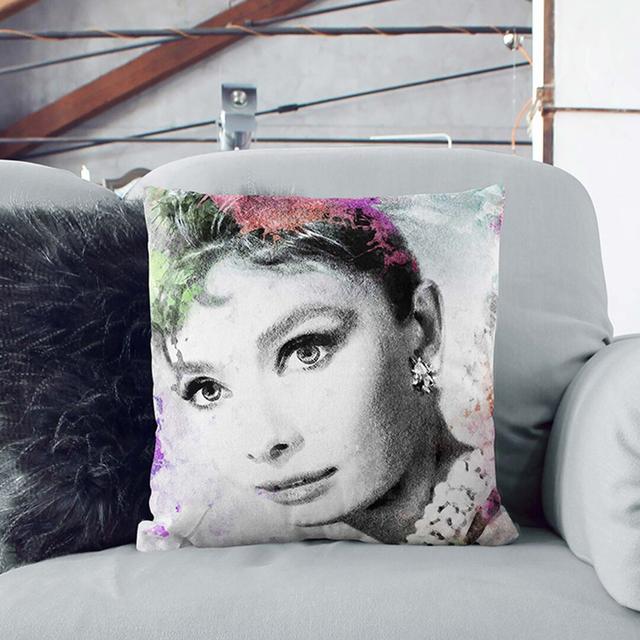 Audrey Hepburn Art Cushion with Filling East Urban Home Backing Colour: White, Size: 55 x 55 cm on Productcaster.