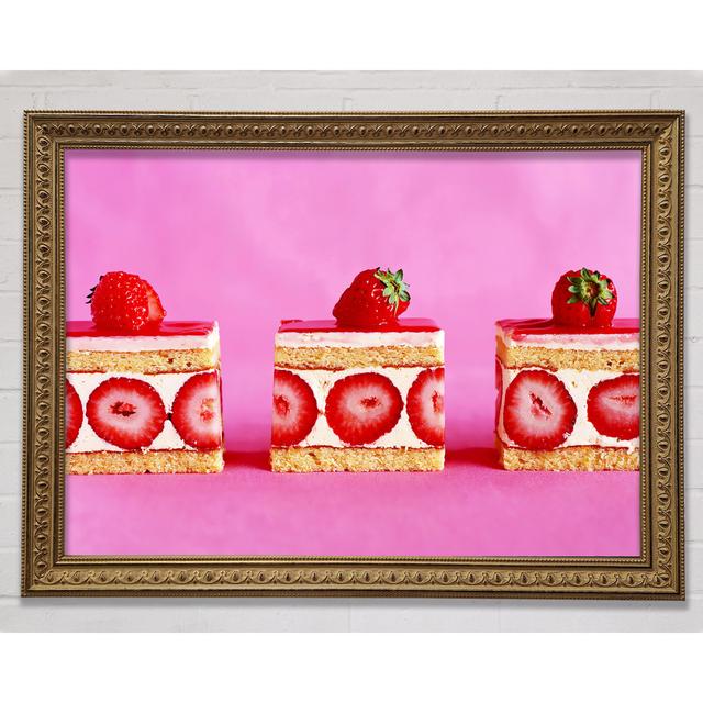 Strawberry Cake Delight Framed Print Bright Star Size: 100cm H x 141.4cm W x 3cm D on Productcaster.