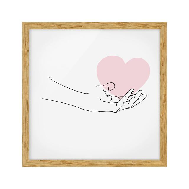 Hand With Heart Line Art - Single Picture Frame Print Metro Lane Matte Colour: No Matte, Size: 50cm H x 50cm W x 2cm D, Format: Brown on Productcaster.