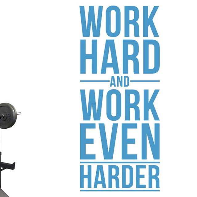 Work Hard And Work Even Harder Wall Sticker Maturi Size: Large, Colour: Blue on Productcaster.