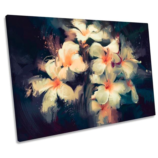 White Floral Flowers Paint Repro CANVAS WALL ARTWORK Print Art Rosalind Wheeler Size: 91.4cm H x 137.2cm W x 4cm D on Productcaster.