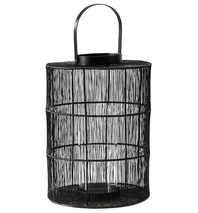 Portofino Wirework Lantern With Glass Insert Black H34cm W24cm Ivyline Size: 34cm H x 24cm W x 24cm D on Productcaster.