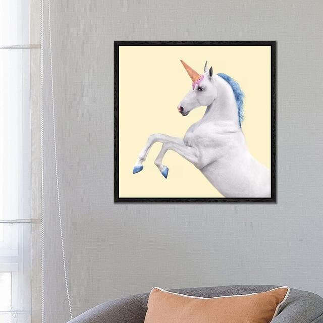 Unicorn by Paul Fuentes - Graphic Art Print on Canvas Happy Larry Size: 45.72cm H x 45.72cm W x 3.81cm D, Frame Option: Black Framed on Productcaster.