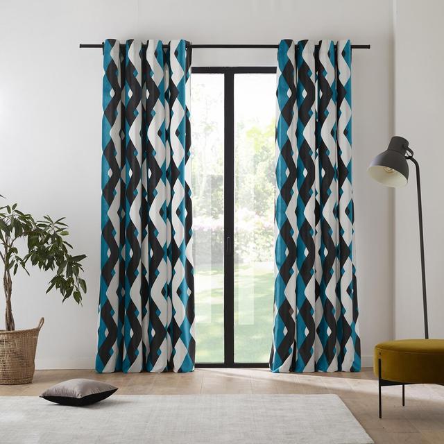 Eyelet Room Darkening Curtain Madura Colour: Deep turquoise on Productcaster.