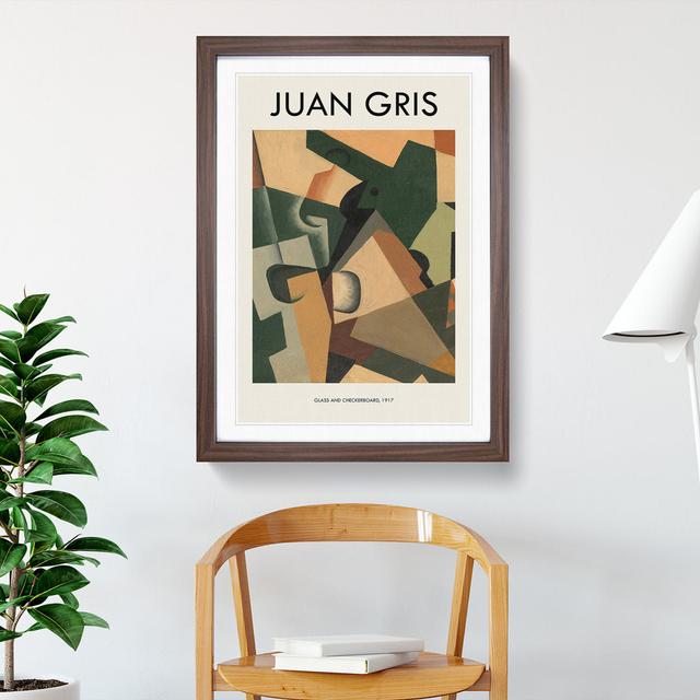 Glass And Checkerboard by Juan Gris - Single Picture Frame Print East Urban Home Frame Option: Walnut Framed, Size: 65cm H x 48cm W x 2cm D on Productcaster.