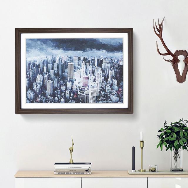 Moody New York City Skyline - Picture Frame Graphic Art Print East Urban Home Frame Option: Walnut Framed, Size: 48cm H x 65cm W x 2cm D on Productcaster.