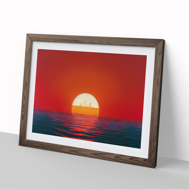 Adventurous Sunset Seascape House of Hampton Size: 25cm H x 34cm W x 2cm D, Frame Colour: Walnut Framed on Productcaster.