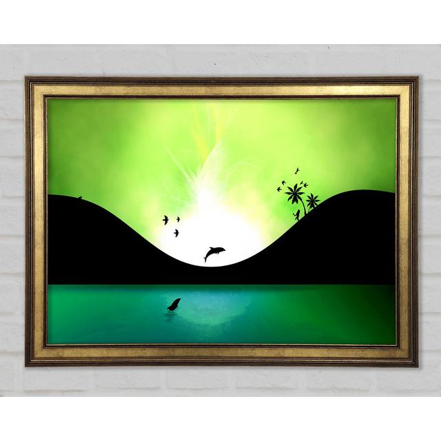 Green Dolphin Paradise - Single Picture Frame Art Prints Highland Dunes Size: 29.7cm H x 42cm W on Productcaster.