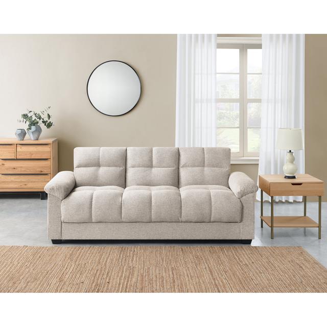 Laymantown 218Cm Chenille Pillow Top Arm Sofa Bed Latitude Run Upholstery Colour: Latte on Productcaster.