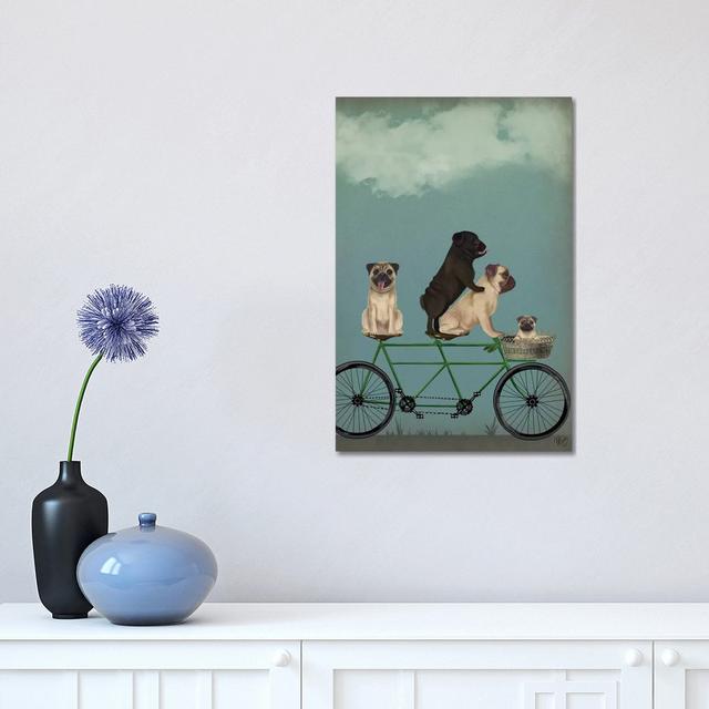 Pug Tandem by Pug Tandem - Print on Canvas Viv + Rae Frame Option: No Frame, Size: 46cm H x 31cm W x 1.9cm D on Productcaster.