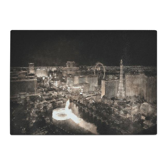 Tempered Glass Las Vegas Skyline at Night Chopping Board East Urban Home Size: 20 cm x 28.5 cm on Productcaster.