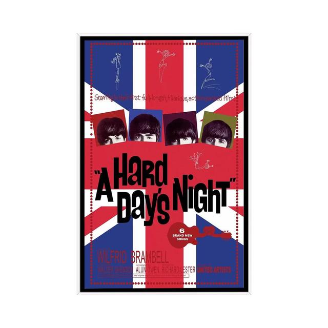 Leinwandbild A Hard Day's Night Film Poster (Union Jack Background) von Radio Days ScanMod Design Größe: 66,04 cm H x 45,72 cm B x 3,81 cm T, Format: on Productcaster.