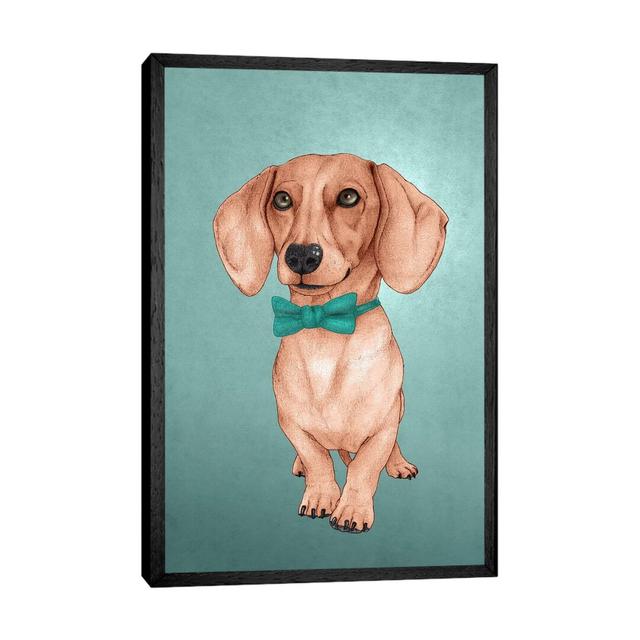 The Wiener Dog by Barruf - Floater Frame Graphic Art on Canvas Bay Isle Home Format: Black Framed Canvas, Size: 101.60cm H x 66.04cm W x 3.81cm D on Productcaster.