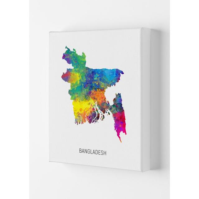 Bangladesh Watercolour Map by Michael Tompsett - Print Latitude Run Format: Wrapped Canvas, Size: 59.4cm H x 42cm W x 4cm D on Productcaster.