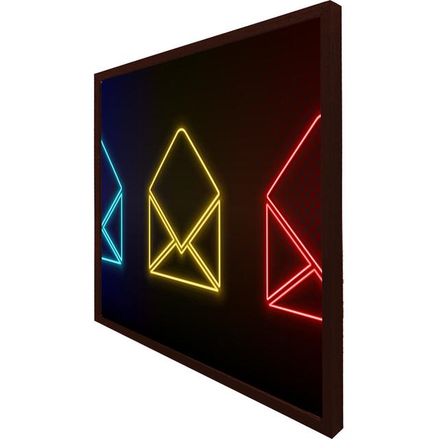 Neon Email Set - Single Picture Frame Print Latitude Run Size: 61cm H x 61cm W x 4cm D, Frame Colour: White on Productcaster.