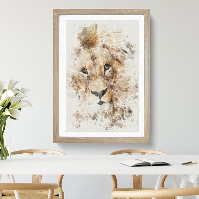 The Face of a Lion - Picture Frame Painting Print on MDF East Urban Home Size: 33cm H x 24cm W x 2cm D, Frame Option: Oak Framed on Productcaster.