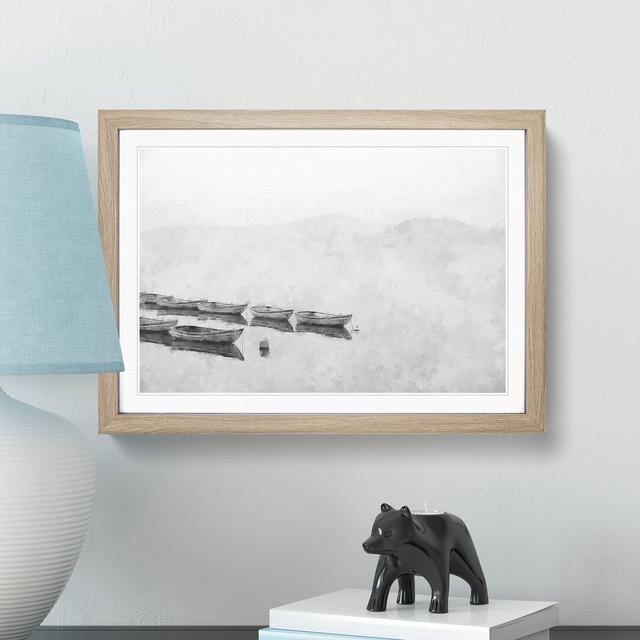 Boats On A Placid Lake Painting Picture Frame Graphic Art East Urban Home Size: 33cm H x 45cm W x 2cm D, Format: Oak on Productcaster.