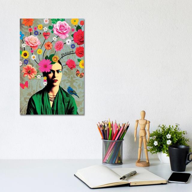 Frida Passion by Ana Paula Hoppe - Print on Canvas Latitude Vive Format: Wrapped Canvas, Size: 30.48cm H x 20.32cm W x 1.91cm D on Productcaster.