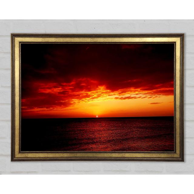 Red Night Fall Over Ocean Framed Print House of Hampton Size: 59.7cm H x 84.1cm W x 1.5cm D, Format: Gold Framed Paper on Productcaster.