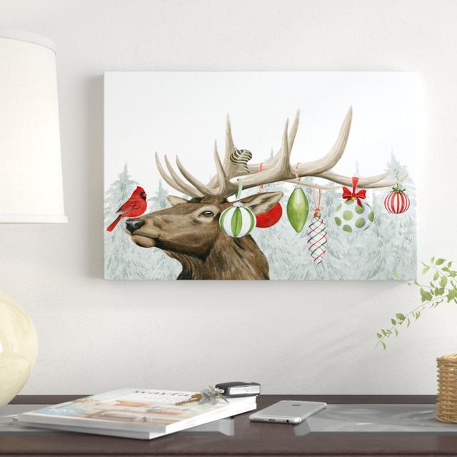 Festive Forest Collection A by Grace Popp - Wrapped Canvas Graphic Art Print Blue Elephant Size: 30cm H x 46cm W on Productcaster.