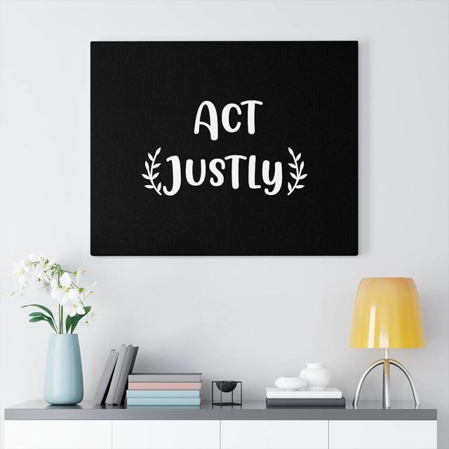 Act Justly - Wrapped Canvas Print Blue Elephant Size: 28cm H x 36cm W on Productcaster.