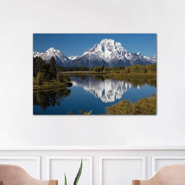 'Reflection of Mountain and Trees on Water, Teton Range, Grand Teton National Park, Wyoming, USA II' Photograph on Wrapped Canvas Union Rustic Size: 4 on Productcaster.