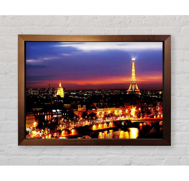 Paris City At Night - Print Bright Star Size: 42cm H x 59.7cm W x 3.4cm D on Productcaster.