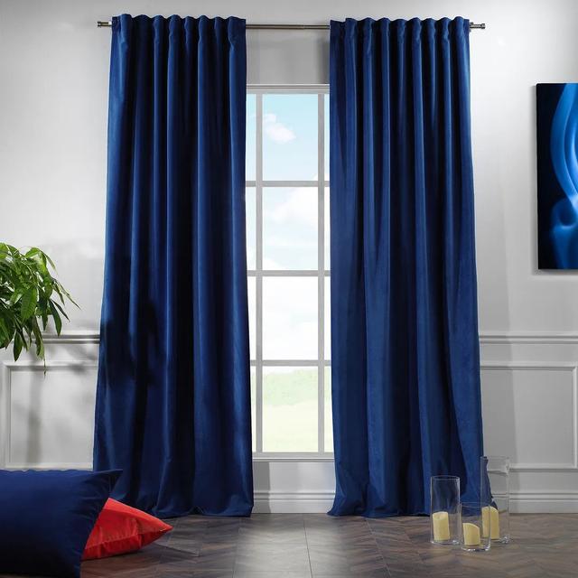 Vorhang mit Stangendurchzug (1 Stück), blickdicht Lilijan Home & Curtain Panel-Größe: 280 cm Breite x 425 cm Höhe, Vorhang-Farbe: Duke Blue on Productcaster.