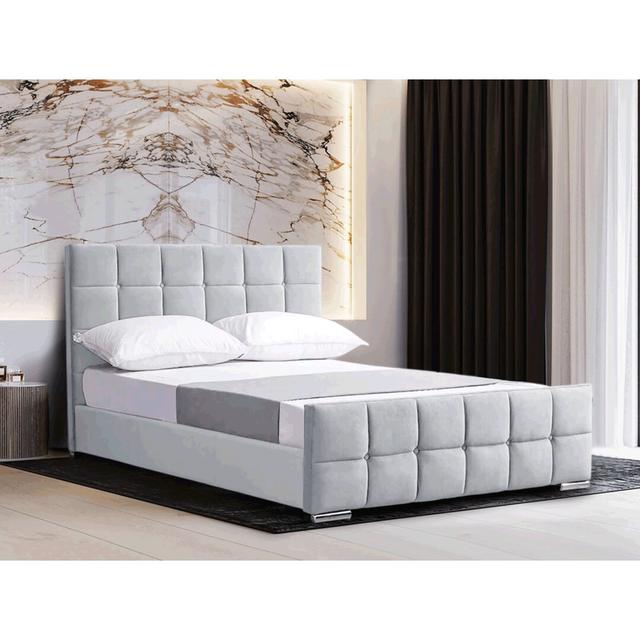 Kappler Upholstered Bed Frame Canora Grey Size: Small Double (4'), Colour: Light Silver on Productcaster.