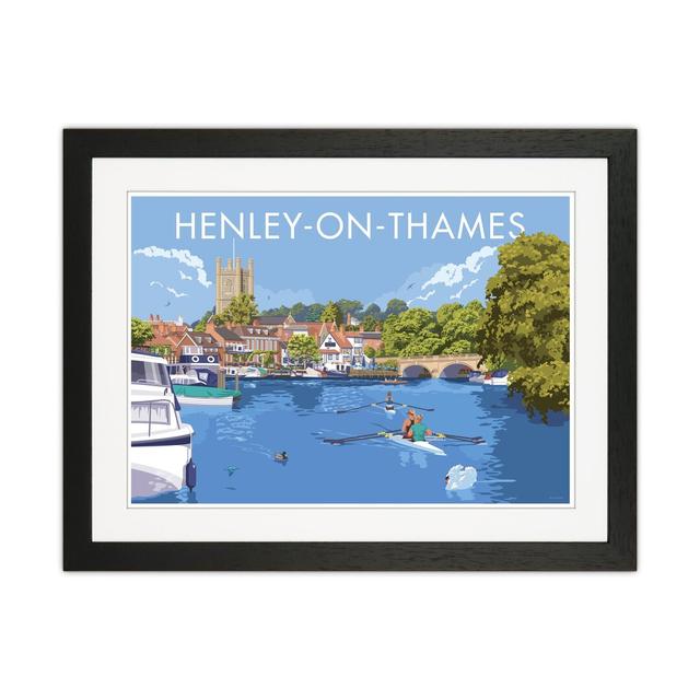 Henley On Thames Travel Art Print By Stephen Millership A1 / Canvas Highland Dunes Format: Black Framed Paper, Size: 33.5cm H x 43.5cm W x 3cm D on Productcaster.