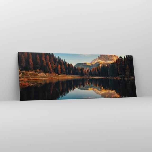 Reflection Lake Landscape - Wrapped Canvas Photograph Ebern Designs Size: 50cm H x 140cm W x 1.8cm D on Productcaster.