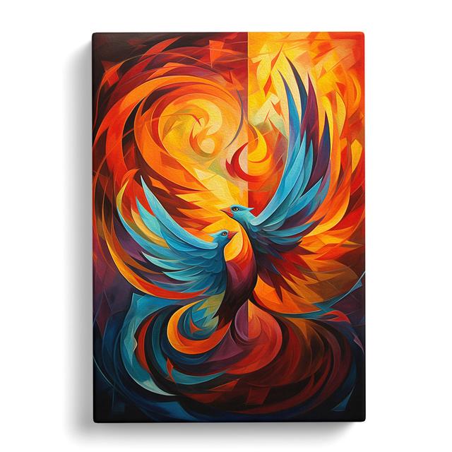 Phoenix Cubism Art Happy Larry Size: 60cm H x 40cm W x 3cm D on Productcaster.