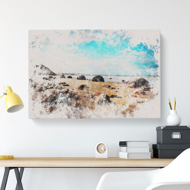 Moeraki Boulders Beach New Zealand - Wrapped Canvas Graphic Art East Urban Home Size: 40cm H x 60cm W x 3cm D on Productcaster.