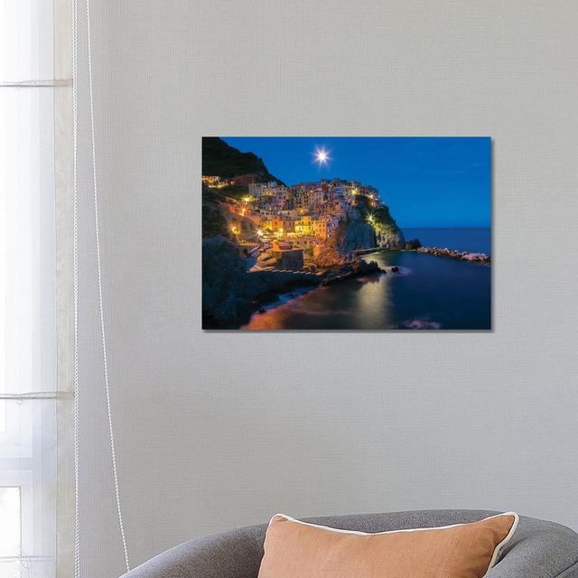 Italy, Manarola. Sunset On Town. by - Wrapped Canvas Gallery-Wrapped Canvas Giclée House of Hampton Size: 45.72cm H x 66.04cm W on Productcaster.