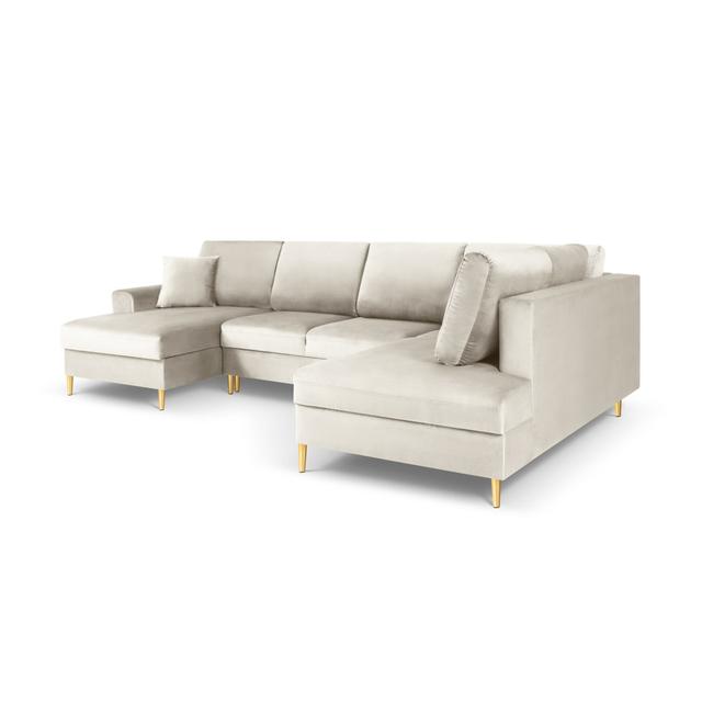 Schlafsofa Adrial Canora Grey Ausrichtung: Rechts ausgerichtet, Beinfarbe: Gold, Polsterfarbe: beige on Productcaster.