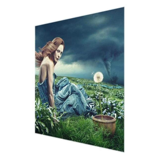 Woman in a Storm - Graphic Art Print on Glass East Urban Home Size: 50 cm H x 50 cm W on Productcaster.