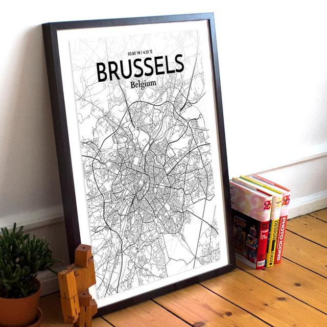 Brussels City Map - No Frame Print East Urban Home Colour: Grey, Size: 127.4cm H x 61cm W x 0.1cm D on Productcaster.