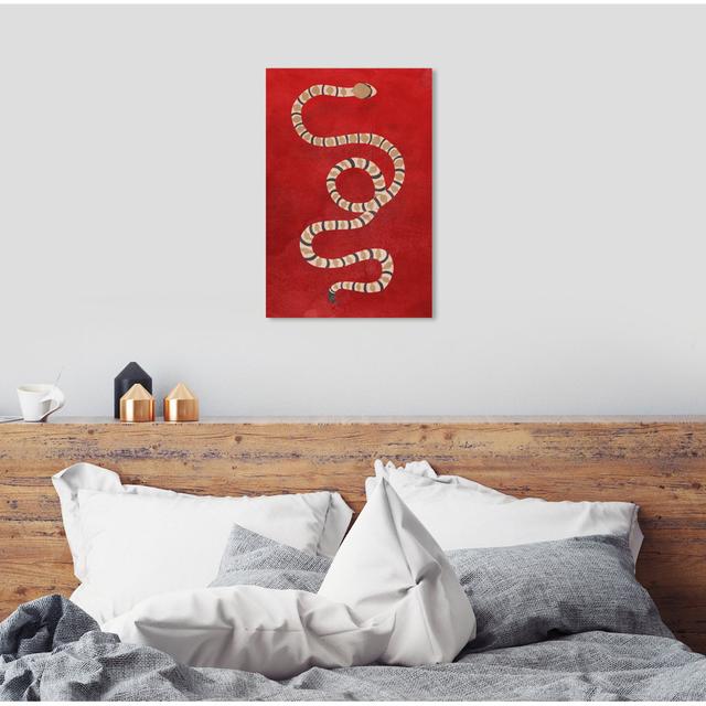 'Ruby Snake' Graphic Art Print on Canvas Oliver Gal Size: 76cm H x 51cm W on Productcaster.