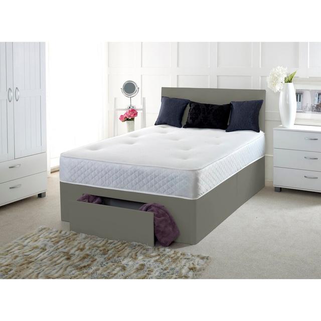 Grandwood Pocketsprung Divan Bed Set 17 Stories Colour: Grey, Storage Type: No Drawer, Size: Small Double (4') on Productcaster.