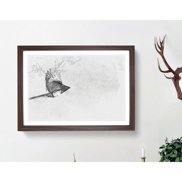 Magpie in Flight in Abstract - Picture Frame Graphic Art Print East Urban Home Frame Option: Walnut, Size: 40cm H x 60cm W x 2cm D on Productcaster.