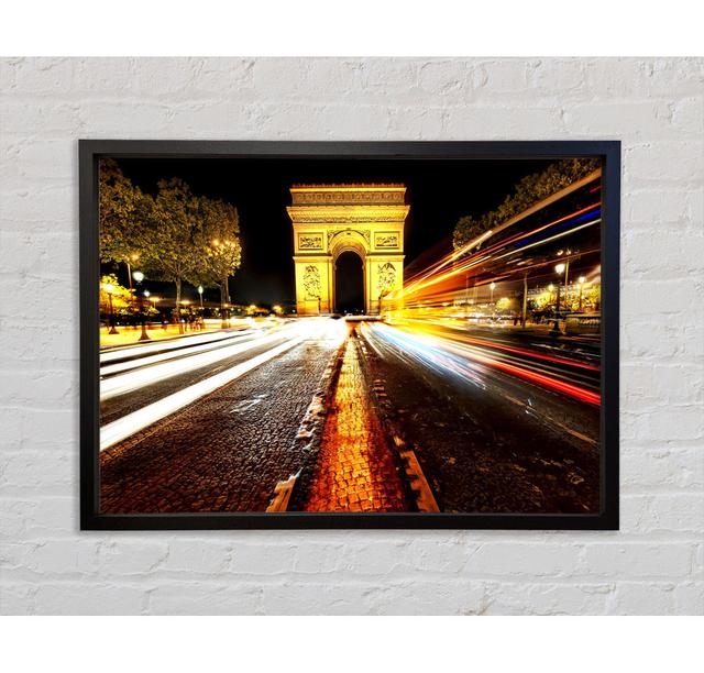 Arc De Triomphe bei Nacht - Einzelner Bilderrahmen Kunstdrucke auf Leinwand Bright Star Größe: 100 cm H x 141,4 cm B x 3,3 cm T on Productcaster.