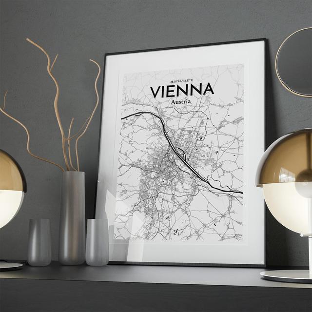 Vienna City Map In Ink - No Frame Print Borough Wharf Size: 27.6cm H x 19.7cm W x 0.05cm D on Productcaster.