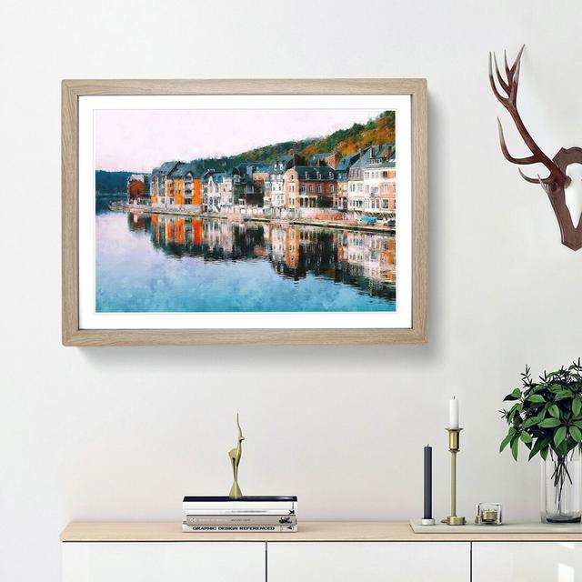 Row of Houses in Dinant Belgium - Picture Frame Painting Print East Urban Home Frame Option: Oak Framed, Size: 33cm H x 45cm W x 2cm D on Productcaster.