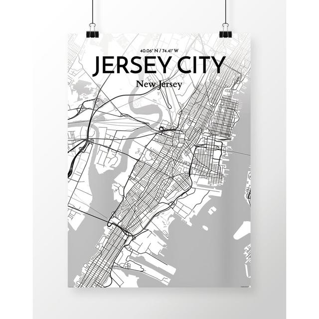 Jersey City City Map - Unframed Graphic Art Print on Paper East Urban Home Size: 50.8cm H x 40.6cm W x 0.1cm D on Productcaster.