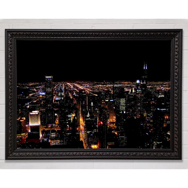 Ariel View Of The Night City - Single Picture Frame Print Ebern Designs Size: 21cm H x 29.7cm W on Productcaster.