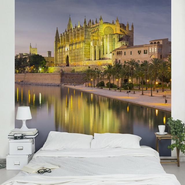 Catedral de Mallorca Reflecting in the Water Semi-Gloss Wallpaper Roll East Urban Home Material quality: Standard (110g/m²), Size: 2.88m x 288cm on Productcaster.