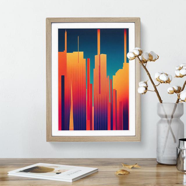 The Sublime City Skyline Abstract - Picture Frame Graphic Art 17 Stories Size: 64cm H x 46cm W x 2cm D, Frame Colour: Oak on Productcaster.