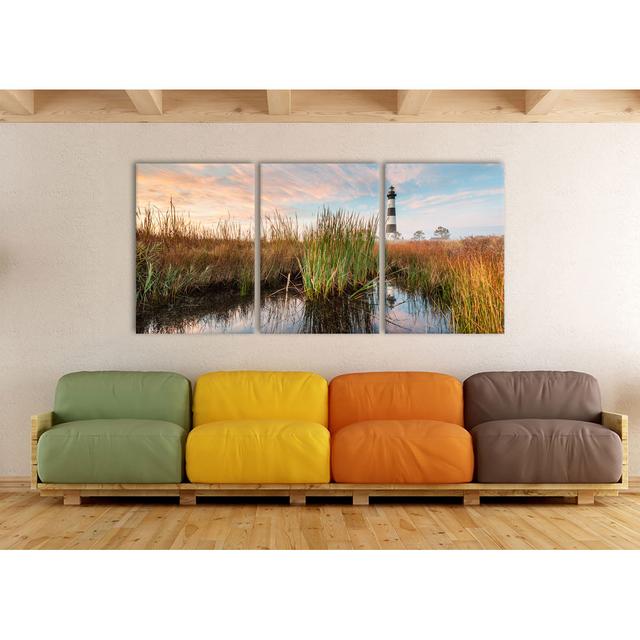 Lighthouse Tealight - 3 Piece Wrapped Canvas Print East Urban Home Size: 100 cm H x 210 cm W on Productcaster.