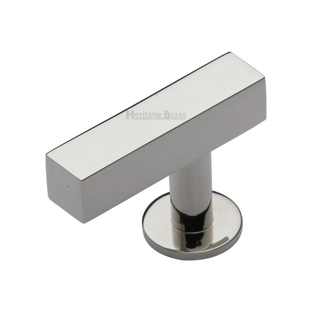 Heritage Cabinet Knob Offset Square Design 44mm Heritage Brass Finish: Polished Nickel on Productcaster.