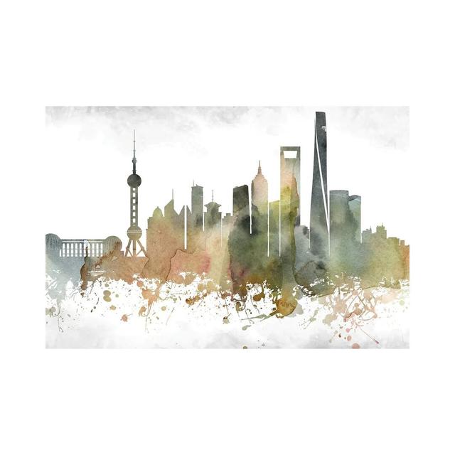 Shanghai Skyline by Wall Decor Addict - Wrapped Canvas Painting Latitude Run Size: 30.48cm H x 45.72cm W x 1.91cm D on Productcaster.